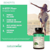 NatureWise, 5-HTP Plus+, 200 mg, 60 Vegetarian Capsules